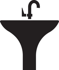 sink unit icon in flat, use for kitchen and bathroom washbasin sign, symbol in trendy style pictogram isolated on transparent background