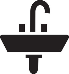 sink unit icon in flat, use for kitchen and bathroom washbasin sign, symbol in trendy style pictogram isolated on transparent background