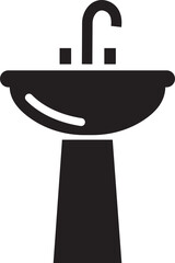 sink unit icon in flat, use for kitchen and bathroom washbasin sign, symbol in trendy style pictogram isolated on transparent background
