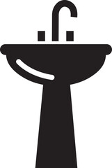 sink unit icon in flat, use for kitchen and bathroom washbasin sign, symbol in trendy style pictogram isolated on transparent background