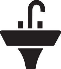 sink unit icon in flat, use for kitchen and bathroom washbasin sign, symbol in trendy style pictogram isolated on transparent background