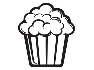 Flat popcorn snack symbol with simple outline style