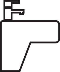 sink unit l icon in line, use for kitchen and bathroom washbasin sign, symbol in trendy style pictogram isolated on transparent background