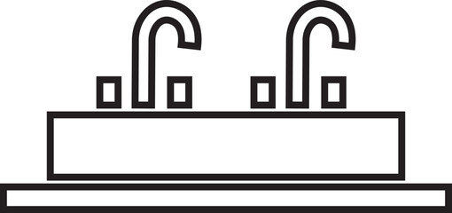 sink unit l icon in line, use for kitchen and bathroom washbasin sign, symbol in trendy style pictogram isolated on transparent background
