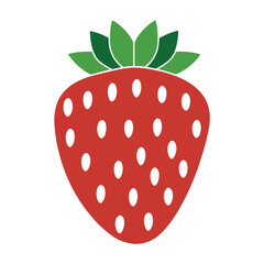 Fresh strawberry vector icon for food and fruit design.