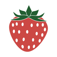 Red strawberry with green leaves and white seeds vector graphic fruit leaf