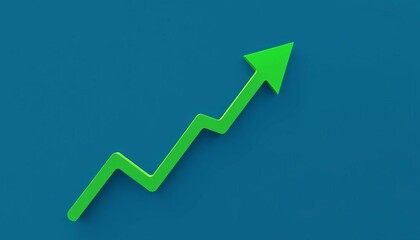 Green upward arrow in flat design style, ideal for financial visualizations,  clipart,  analytics
