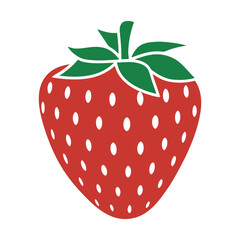 Red strawberry with green leaves and white seeds on white background fruit 1