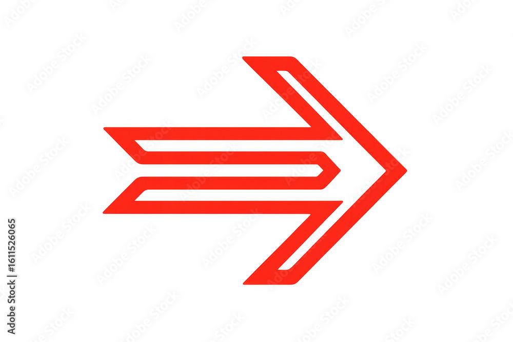 Poster red arrow pointing to the right on a transparent background, ideal for indicating direction or progr