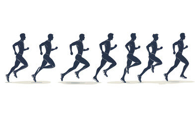 Sequential Silhouettes of a Man Running in Motion Illustration Representing Fitness and Athleticism in Varied Poses