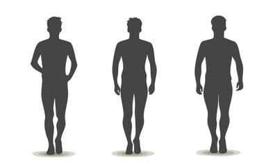 Silhouetted Figures Walking in Dynamic Motion Representing Individuality and Physical Activity in a Minimalist Style
