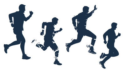 Silhouette of a Runner in Various Stages of Motion Illustrating Dynamic Athletic Energy and Movement