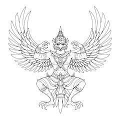Obraz premium Garuda Black Line vector art