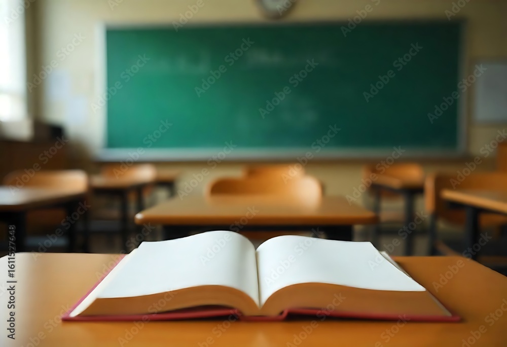 Poster generative ai: a classroom scene with an open book suggesting learning and knowledge