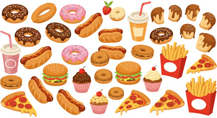 Assorted Fast Food Illustrations