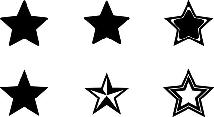 Set of Black Star Icons &ndash; Modern Simple Rating Stars Vector Collection
