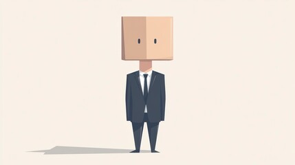 Anonymous businessman with a cardboard box on his head.