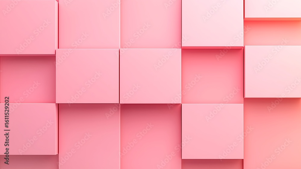 Poster pink 3d cubes arranged in a grid with varying depths create a modern, geometric, and minimalist abst