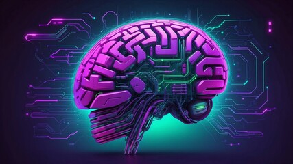 Digital quantum brain concept illustrating futuristic artificial intelligence and neural technology merging with advanced computing in a visionary science fiction environment