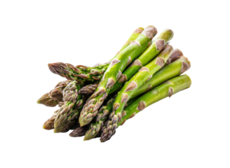 Fresh green asparagus spears with purple tips stalks, Isolated, Png Transparent Background