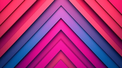 A vibrant geometric pattern of layered chevrons in shades of pink, purple, and blue creating a visually striking abstract design.