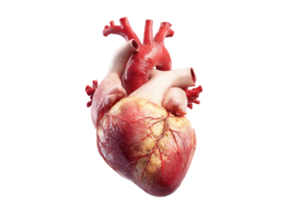 Realistic human heart anatomy with visible arteries and veins medical science, Isolated, Png Transparent Background