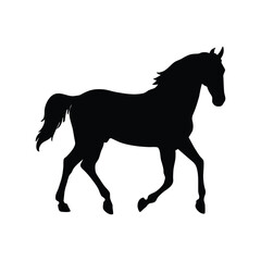  Horse silhouette vector illustration, trotting pose