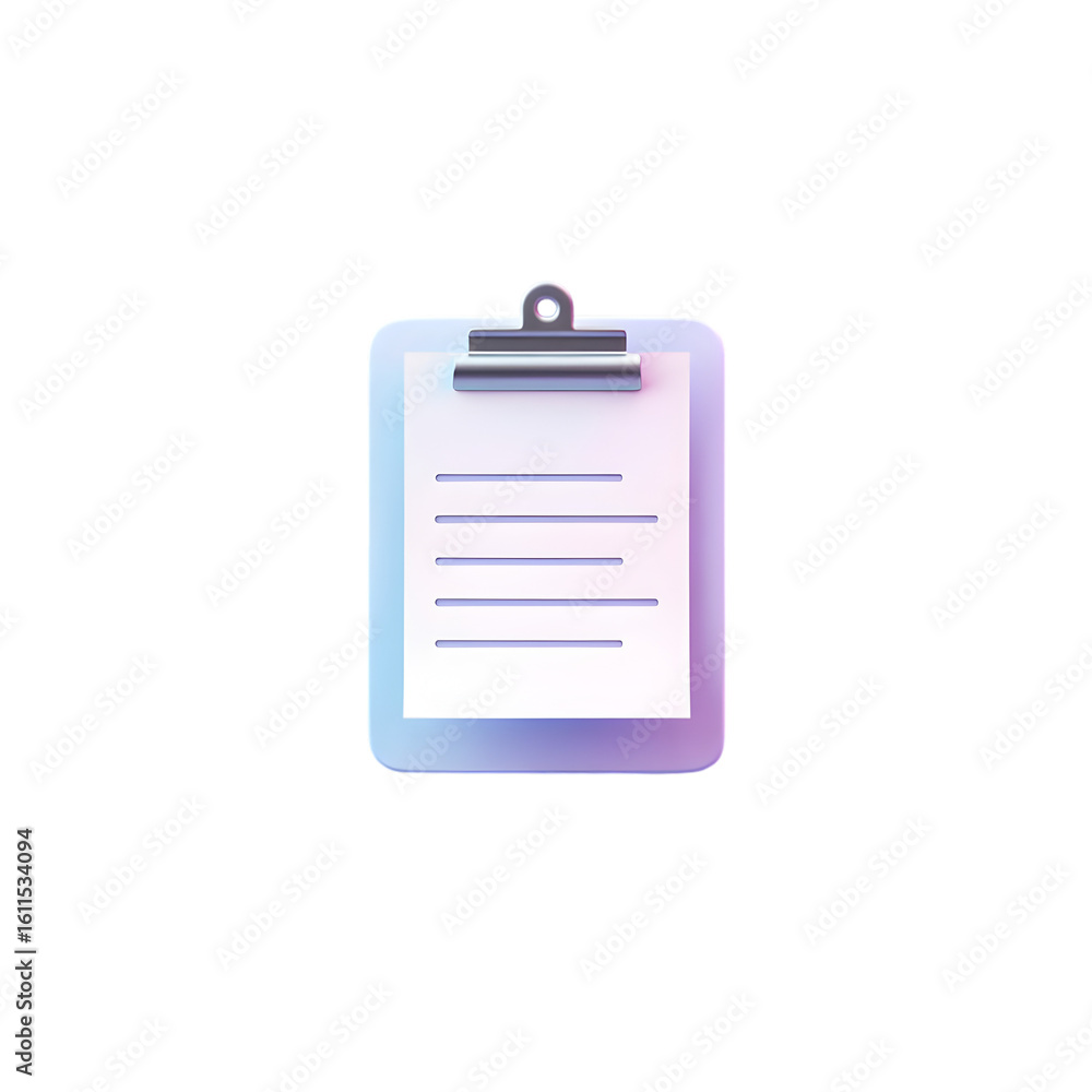 Poster clipboard with paper and lines isolated on a transparent background document list png file