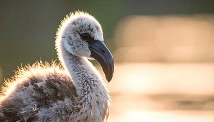 Fototapeta premium Baby flamingo profile in sunlight