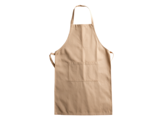 Tan fabric apron with pocket and straps beige, Isolated, Png Transparent Background