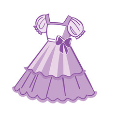 Lavender ball gown with puffed sleeves and bow dress purple