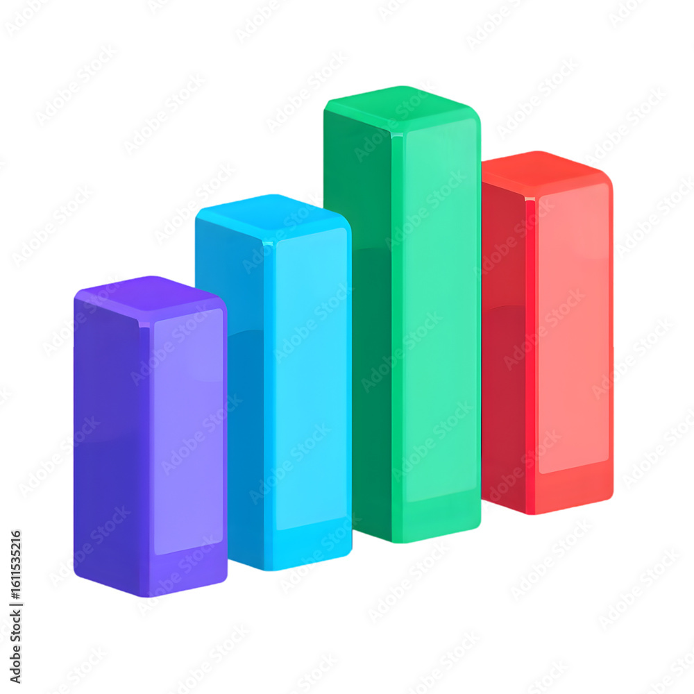 Poster colorful bar chart graph showing upward trend isolated on a transparent background bars data png fil