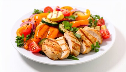 Grilled Chicken Breast with Colorful Grilled Vegetables