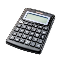 Black handheld calculator angled