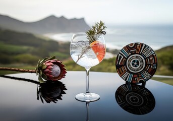 South african craft gin and tonic with grapefruit a refreshing cocktail with a coastal view