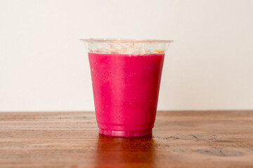 Pitaya smoothie in a clear cup