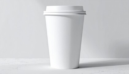 Blank White Coffee Cup on Clean Surface for Branding Purposes