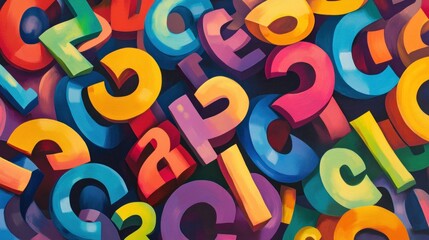 Colorful 3D alphabet letters background.