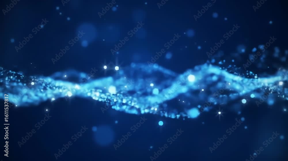 Aufkleber abstract blue waves shimmer with light particles, creating a dynamic, flowing visual. it showcases e