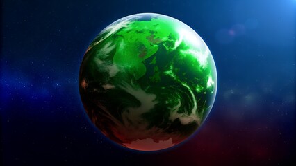 Obraz premium Green Alien Planet with Colorful Atmosphere in Outer Space