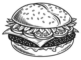 hand drawn vector illustration of a burger