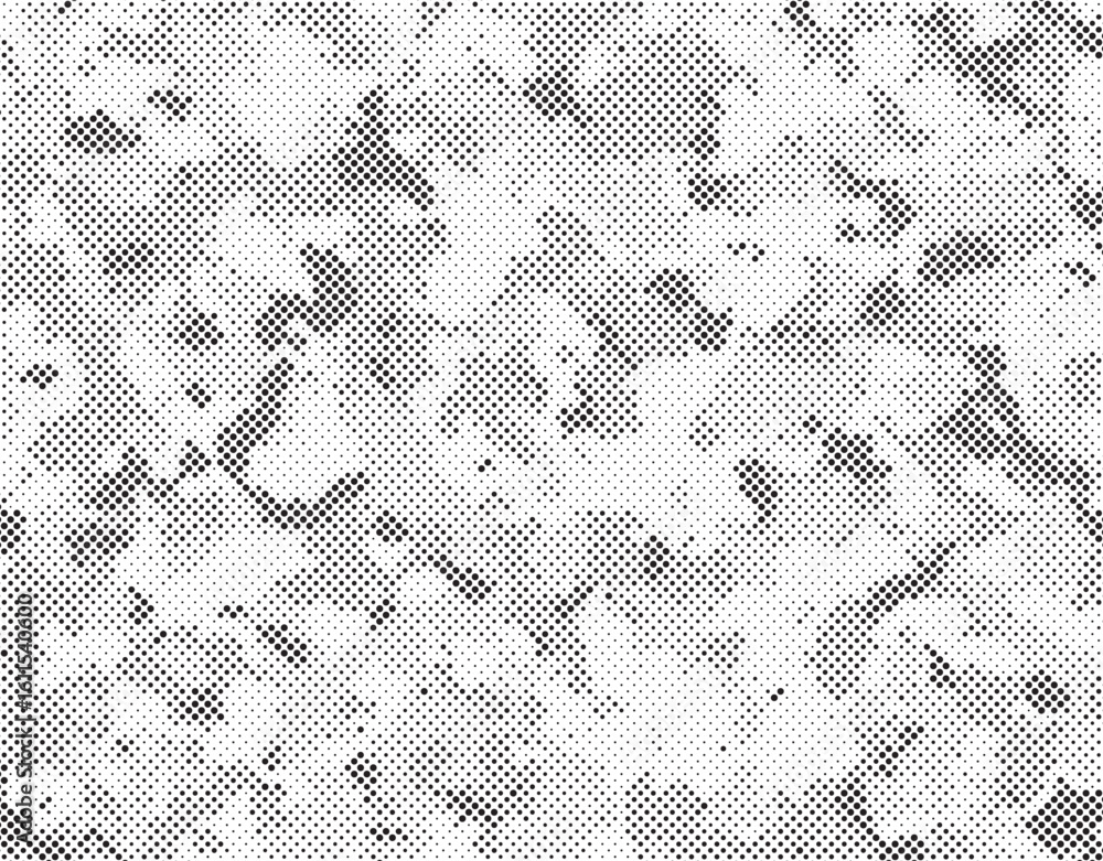 Poster abstract halftone seamless camouflage pattern. repeating digital dotted hexagonal camo military text