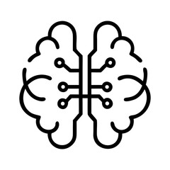 A  integrated human brain icon bold outline vector illustration design