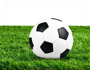 Obraz premium Classic black and white soccer ball on grass field PNG jpg