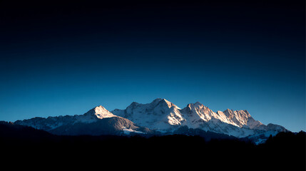 Silhouetted Alpine Peaks at Golden Hour 