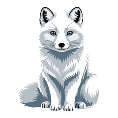 Arctic Fox, vector illustration on white background.