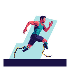 Fototapeta premium Paralympic athlete running with prosthetic legs in dynamic pose