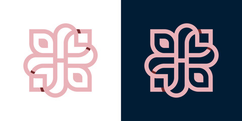 Boutique logo design with pink ornaments, for beauty, spa, yoga