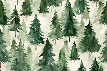 Obraz premium Seamless pattern of watercolor pine trees creates a calming and natural atmosphere