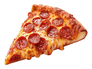 Greasy Pepperoni Pizza Slice Isolated on Transparent Background PNG
